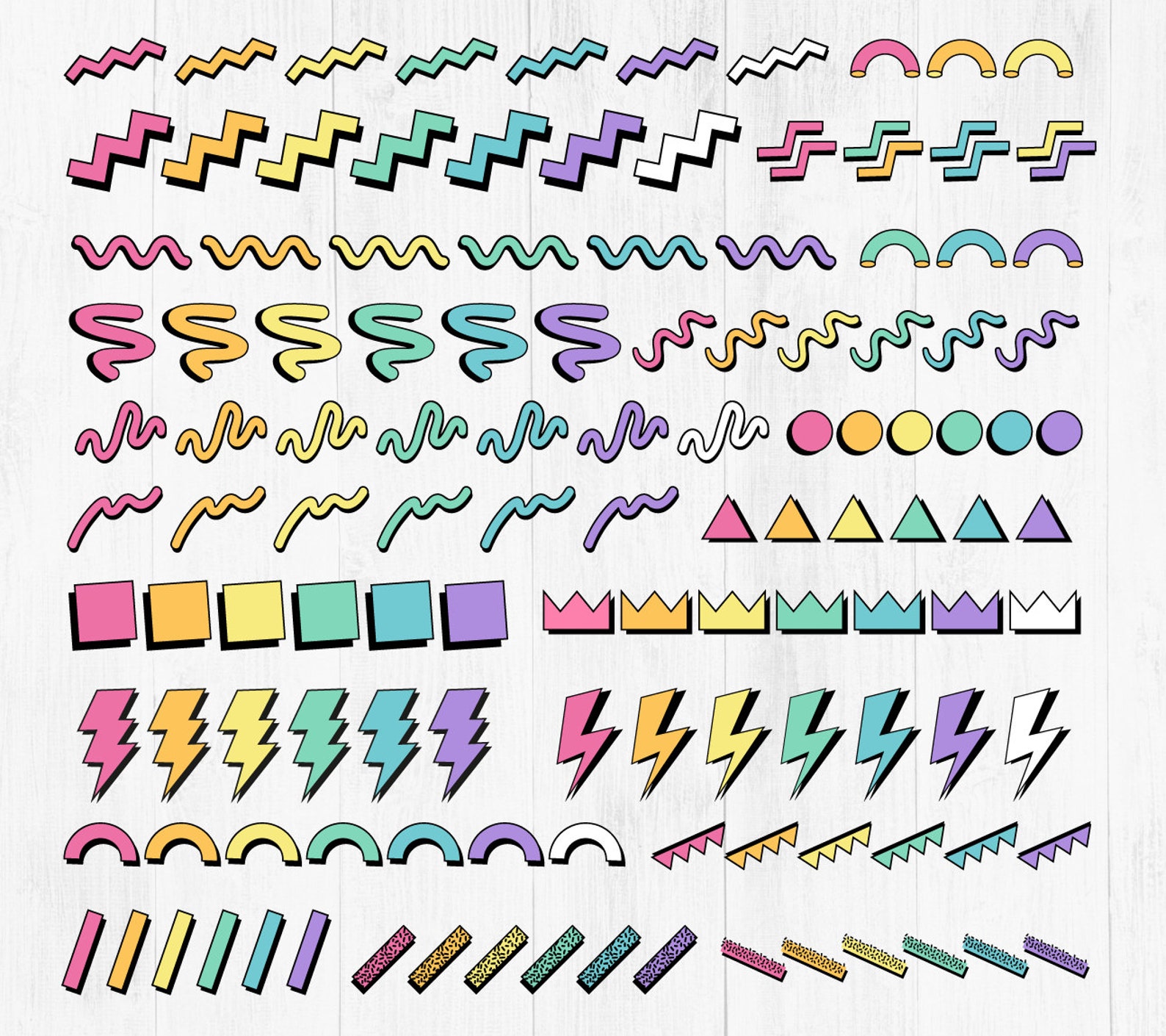 90s Elements Clipart Bundle, Retro 90s Clipart, Nineties Nostalgia, 90s ...