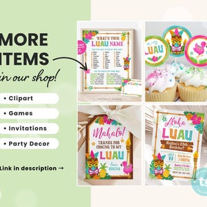 Luau Party Signs, Tropical Luau Birthday Party Signs, Welcome Sign, Snack Shack, Hawaiian Party Decor, Tiki, Printable DIGITAL image 7