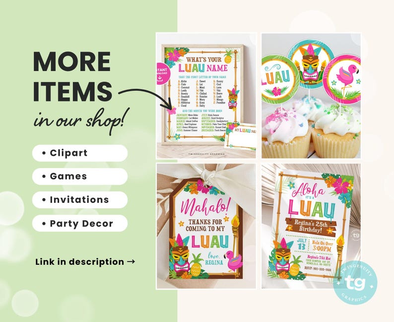 Luau Party Signs, Tropical Luau Birthday Party Signs, Welcome Sign, Snack Shack, Hawaiian Party Decor, Tiki, Printable DIGITAL image 7