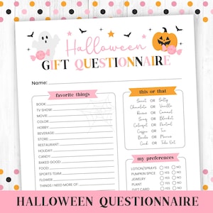 Halloween Geschenk Börse Fragebogen, druckbare rosa Lieblings Dinge Liste, Sie wurden ausgebuht, Alles über mich, Boo Korb, Sofort Download
