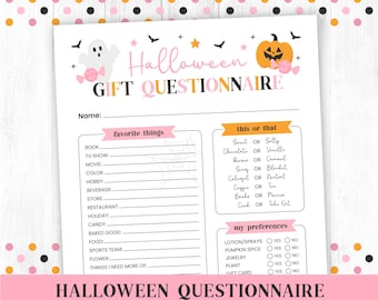 Halloween Gift Exchange Questionnaire, Printable Pink Favorite things list, You’ve Been Booed, All About Me, Boo Basket, Instant Download