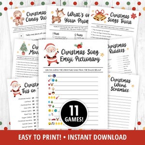 Christmas Games Bundle Printable, Christmas Activities, Christmas Party Games, Christmas Party Games for Kids, Kids & Adults, DIGITAL