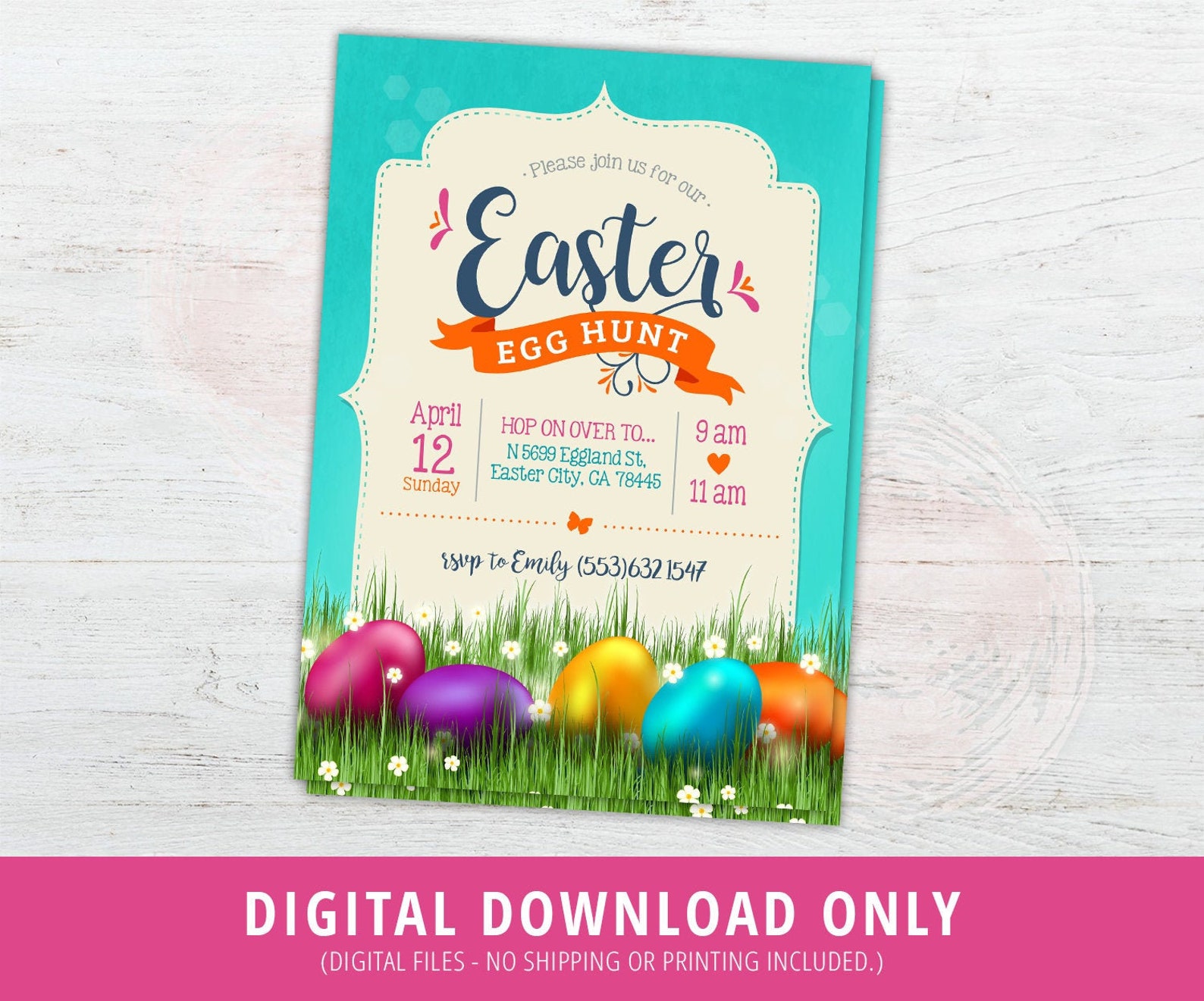 Easter Egg Hunt Invite Easter Invite Easter Eggs Invitation Etsy