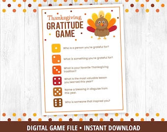 Thanksgiving Gratitude Game, Thanksgiving Party Game, Printable Thanksgiving Game, Gratitude Activity, Kids and Adults, Dice Game, DIGITAL