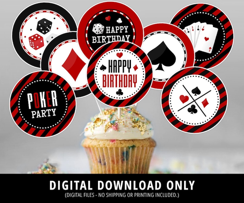 Casino Night Poker Cupcake Toppers Casino Cupcake Toppers Etsy
