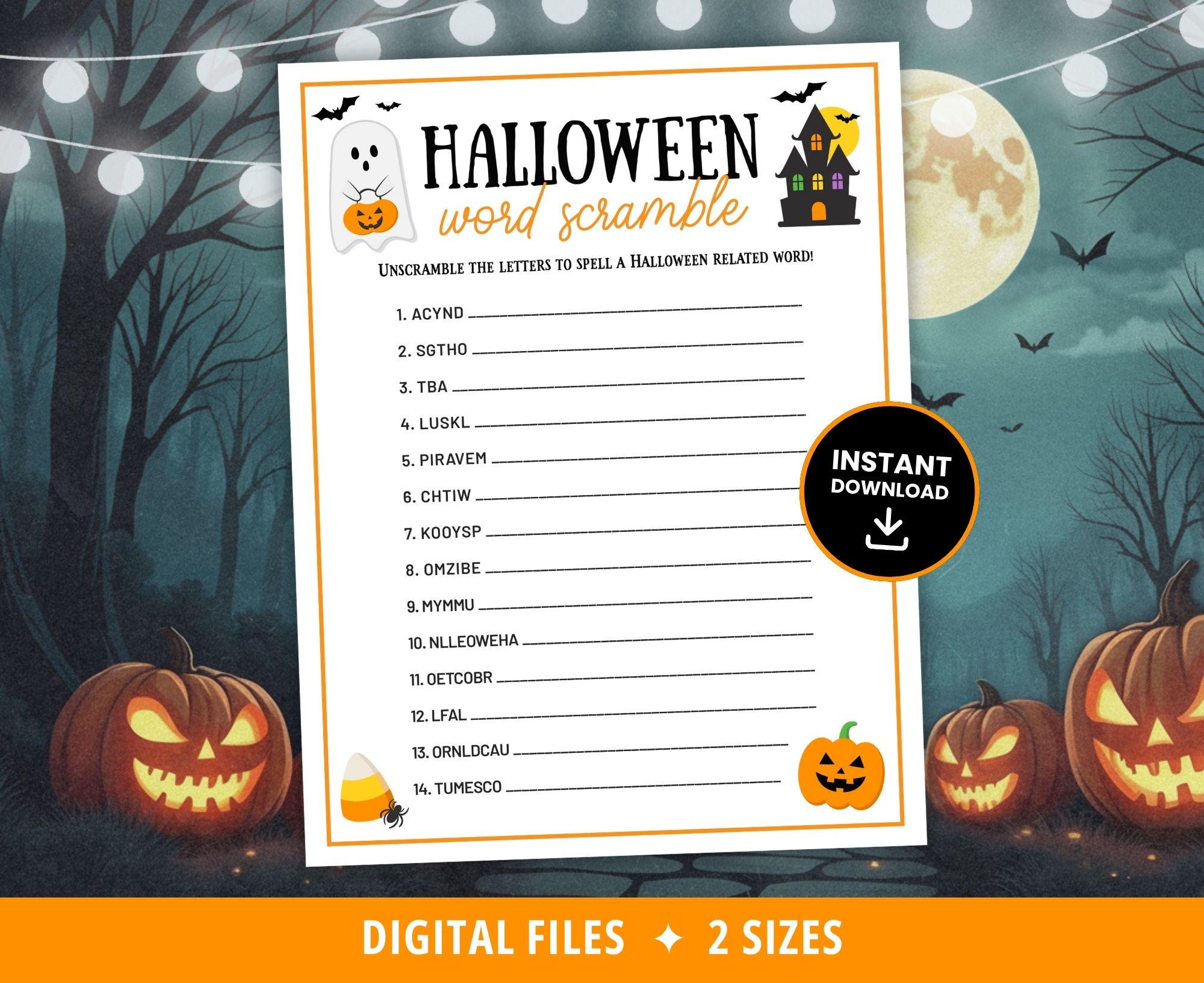 Halloween Word Scramble Printable, Halloween Printable Games, Halloween ...