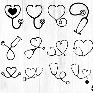 Stethoscoop SVG, stethoscoop clipart, stethoscoop SVG-bundel, dxf, png, vector gesneden bestand, verpleegkundige svg, bestanden voor de Cricut, silhouet, digitaal afbeelding 2