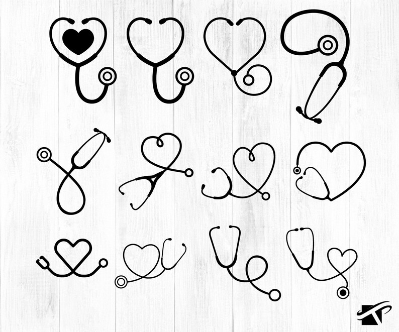 Stethoscoop SVG, stethoscoop clipart, stethoscoop SVG-bundel, dxf, png, vector gesneden bestand, verpleegkundige svg, bestanden voor de Cricut, silhouet, digitaal afbeelding 2