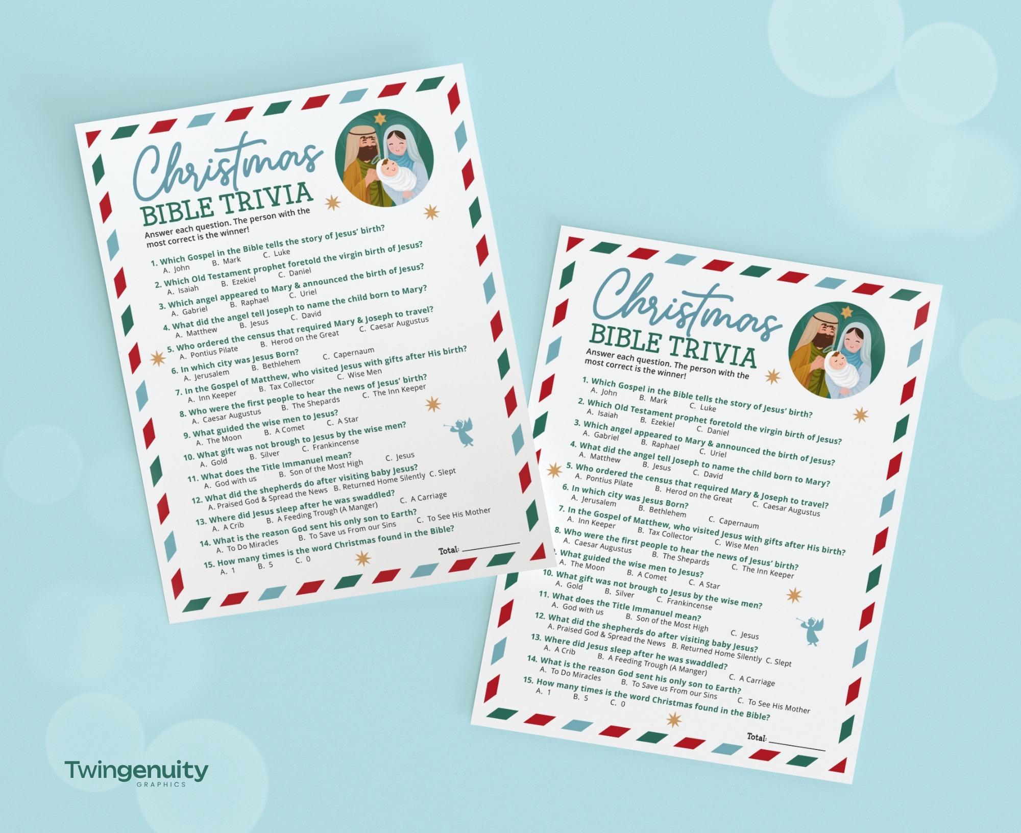 Christmas Bible Trivia Game Printable, Christmas Nativity Game, Church ...