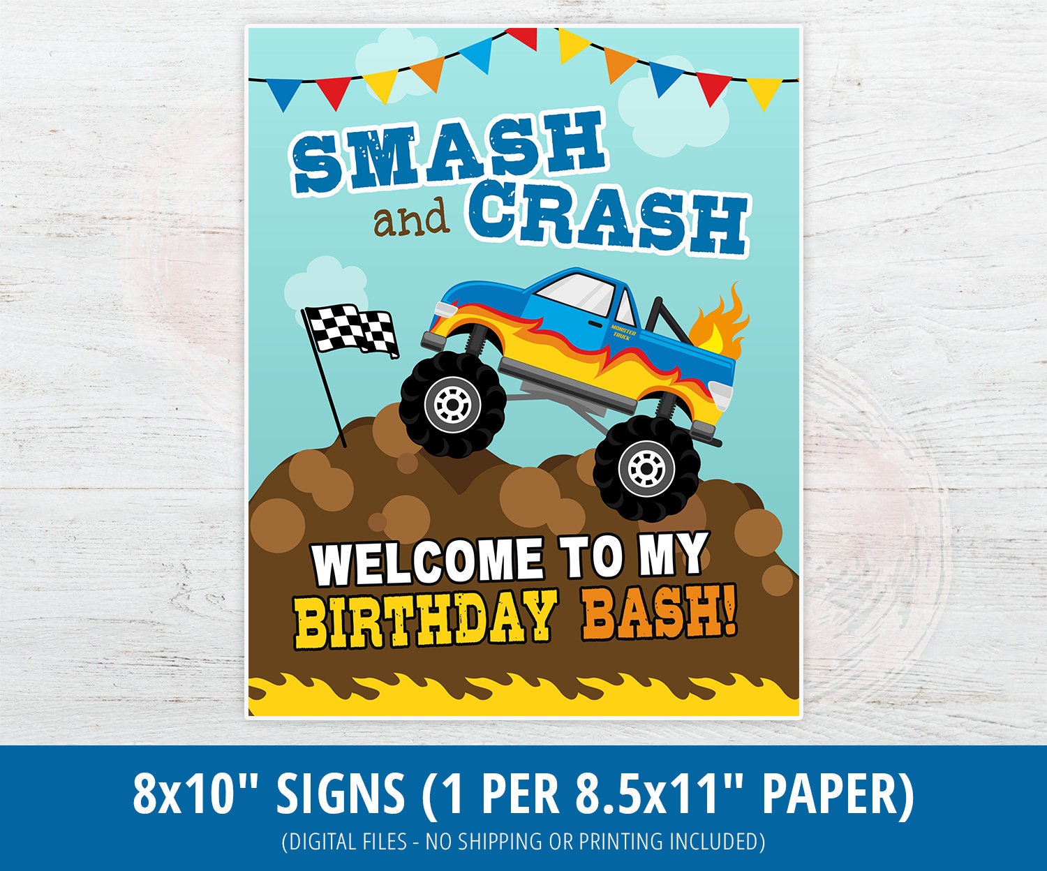 Monster Truck Party Signs Monster Truck Birthday Party Decor Etsy 日本