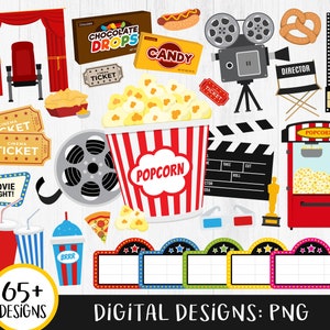 Imágenes prediseñadas de películas, imágenes prediseñadas de una noche de cine, imágenes prediseñadas de cine, imágenes prediseñadas de palomitas de maíz, marquesina, refresco, película, dulces, comida, PNG, DIGITAL