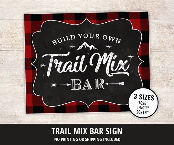 Trail Mix Bar Decor, Buffalo Plaid Trail Mix Bar Kit, Trail Mix