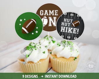 Football Cupcake Toppers, Football Birthday Party Decor, Sports Favors Boy, Tailgate Printable DIGITAL