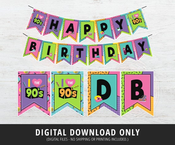 90s Birthday Banner 90s Party Banner 90s Party Decorations - Etsy Finland