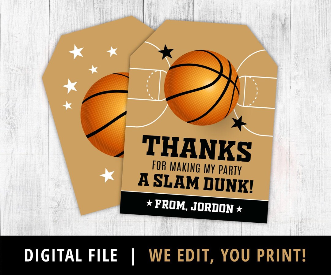 Basketball Thank You Tags, Basketball Favor Tags, Basketball Birthday ...