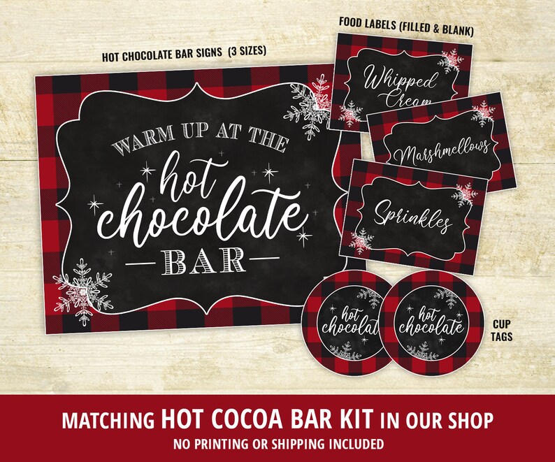 Hot Chocolate Bar Sign Hot Chocolate Party Buffalo Plaid Hot Etsy