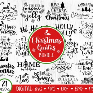 21 Christmas Quotes SVG Bundle, Silhouette Christmas svg, Meraviglioso periodo dell'anno, Babbo Natale, Buon Natale, Inverno svg, Decorazioni natalizie, cricut