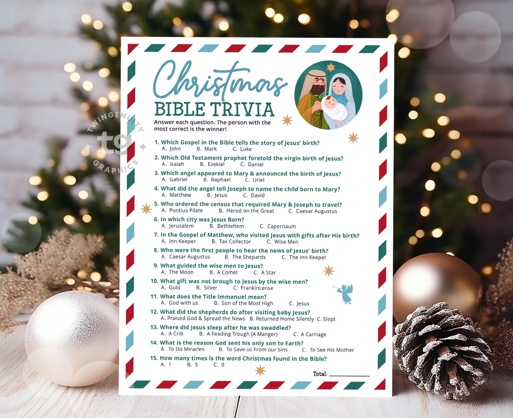 Christmas Bible Trivia Game Printable, Christmas Nativity Game, Church ...