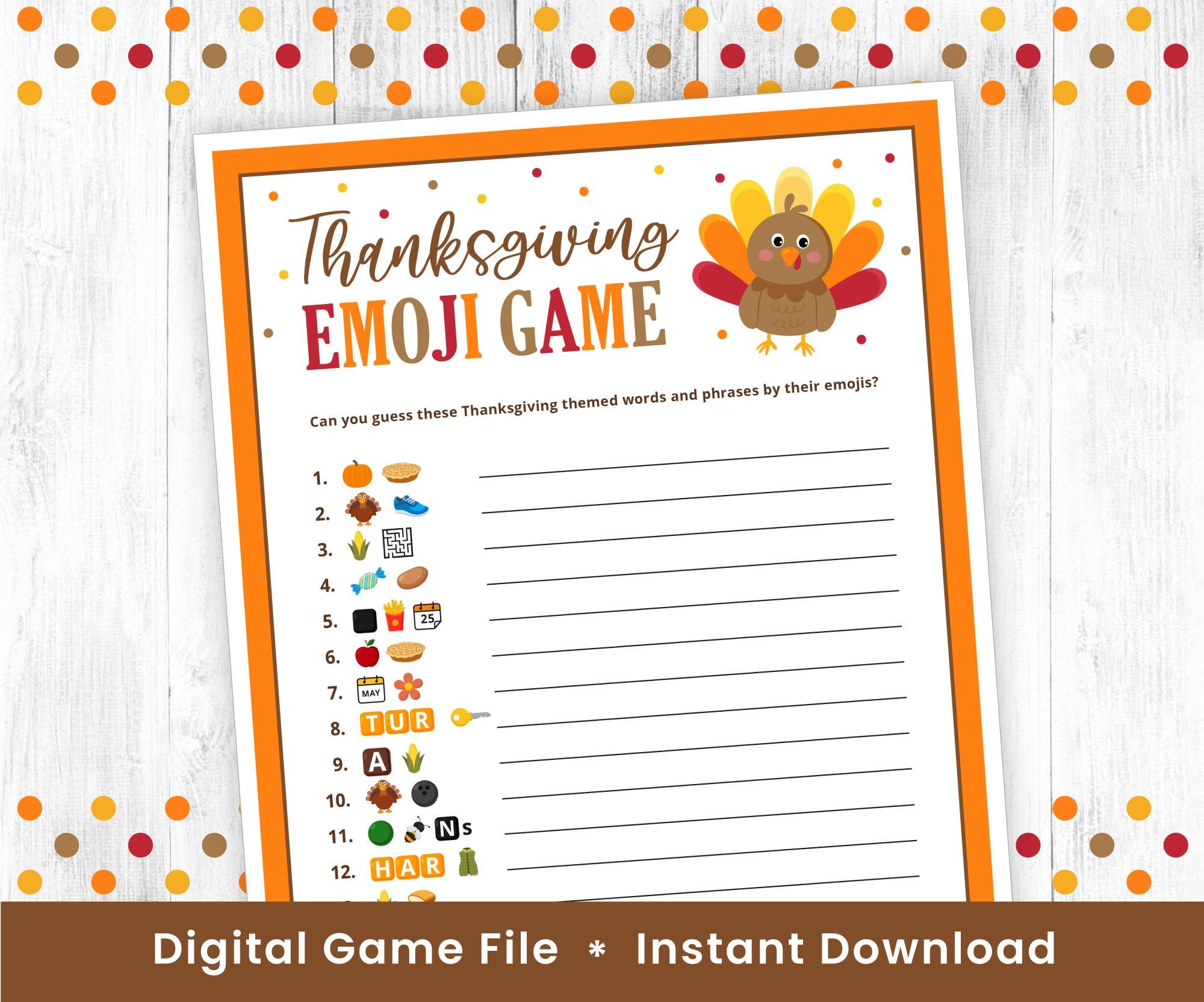 thanksgiving emoji game printable, thanksgiving activity kids