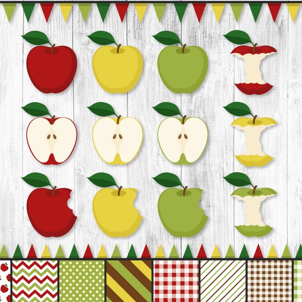 Apple Clipart, Digital Apples, Apple Graphics, Autumn Clipart, Fall Clipart, School Clipart, Teachers Clipart, Classroom Clipart, PNG