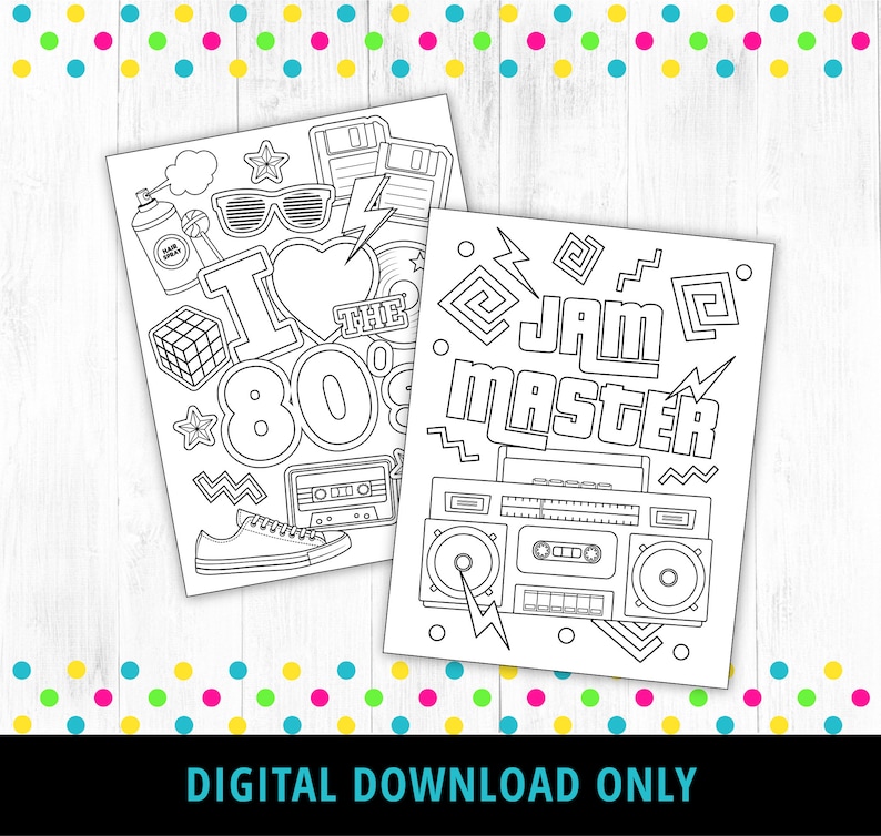 80s Coloring Pages Printable, Back to the 80s, Nostalgia Coloring Page ...