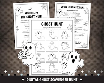 Ghost Scavenger Hunt Halloween Game for Kids, Easy Halloween Party Activity PDF Printable
