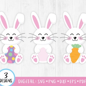 Osterhase SVG, Osterhase SVG, Osterhase Clipart, Ostern Clipart, Osterei, Karotte, süßes Kaninchen, Frühling, Cricut, PNG Digital