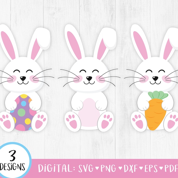 Easter Bunny SVG, Bunny Svg, Easter Svg, Easter Bunny Clipart, Easter Clipart, Easter Egg, Carrot, Cute Rabbit, Spring, Cricut, PNG Digital