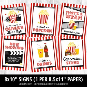 Movie Party Decorations Printable, Movie Night Birthday Party Decor ...