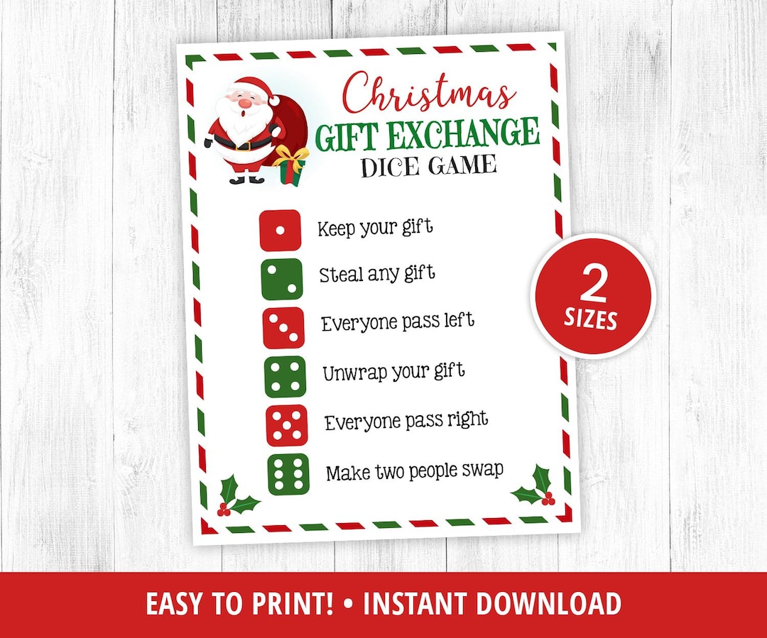 Gift Exchange Dice Game Free Printable Gift Exchange Dice Game Free Printable