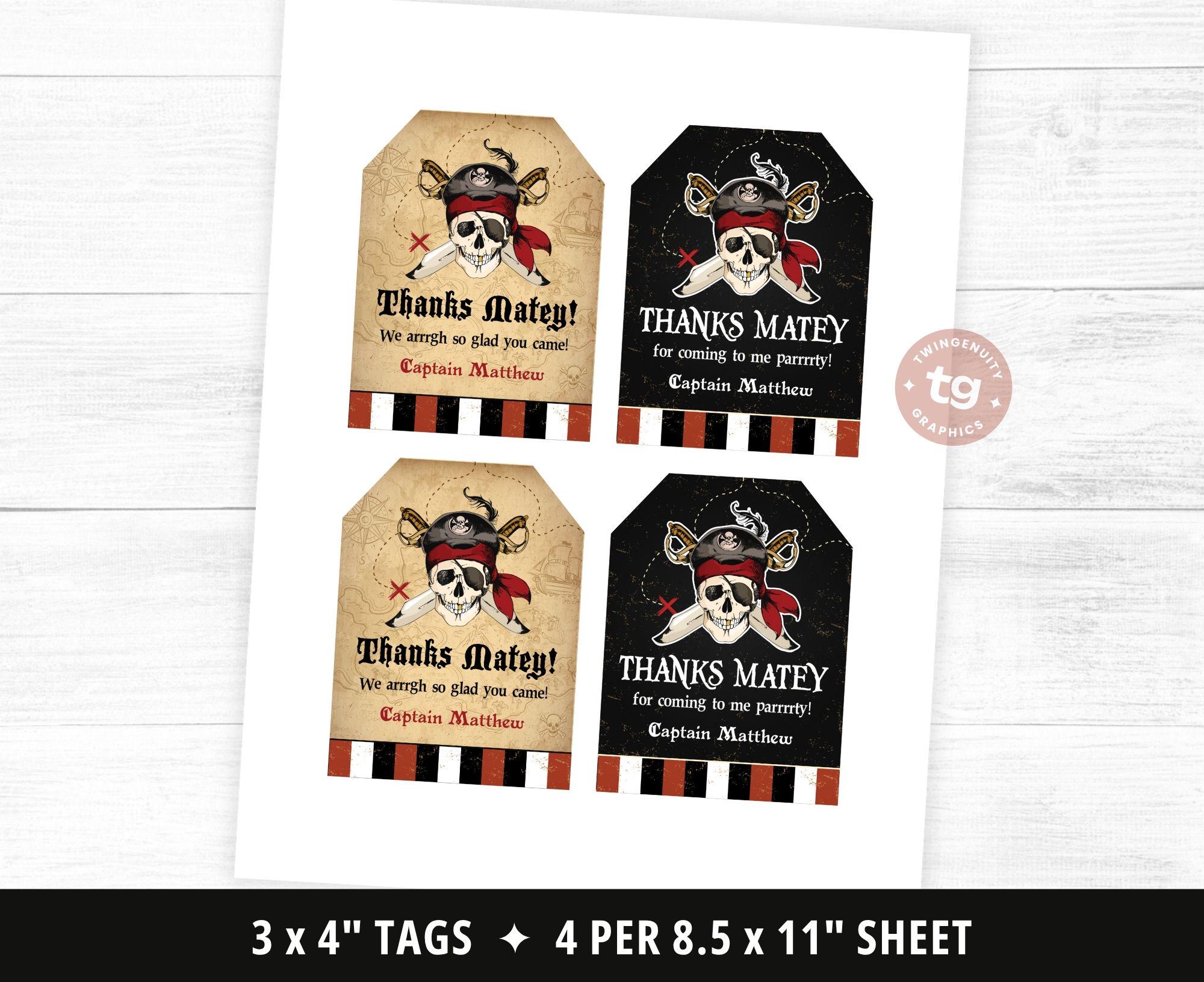 SOTUS S &Peraya Partyネームタグ Pirate Thank You Tags, Pirate Birthday Favor Gift Tags, Pirate