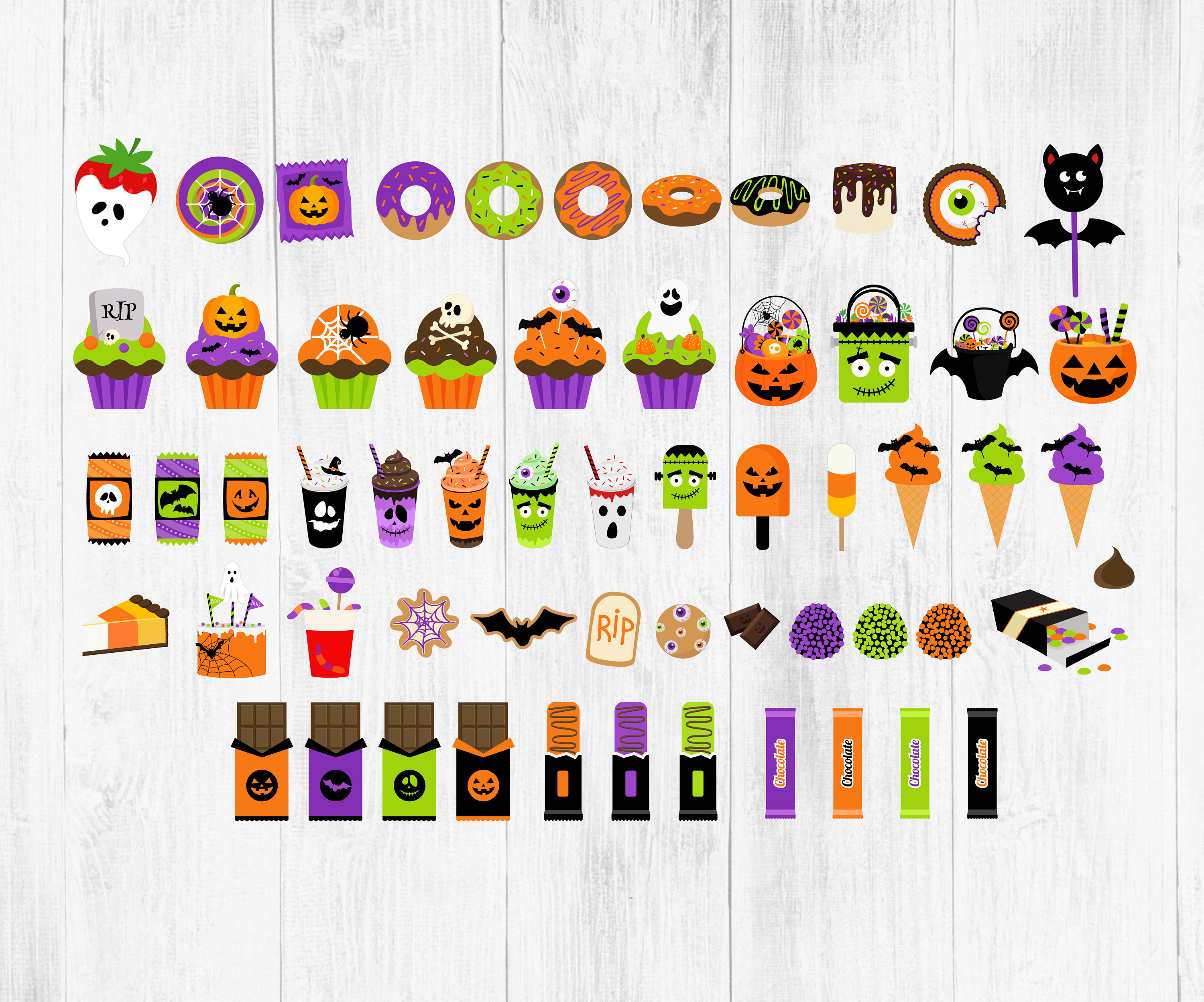 Halloween Candy Clipart Halloween Candy and Treats Clipart | Etsy