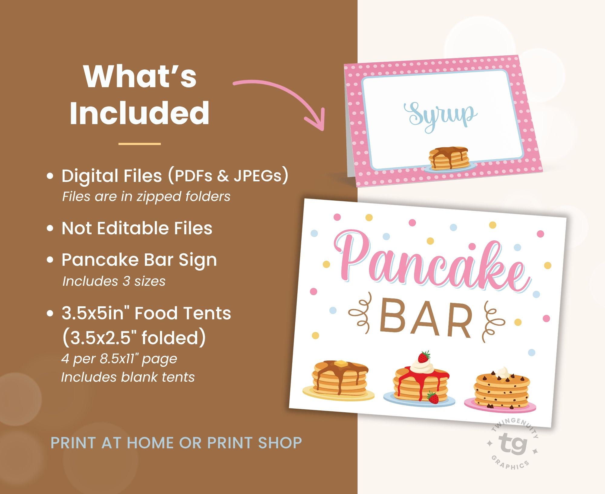 Pancake Bar Kit, Pancake Bar Sign, Pancake Bar Food Labels, Pancake ...