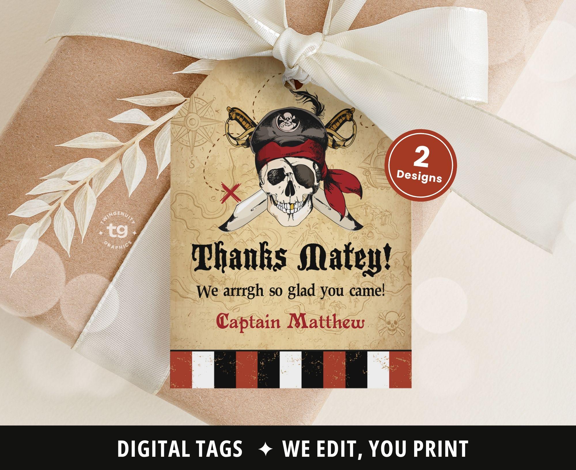 SOTUS S &Peraya Partyネームタグ Pirate Thank You Tags, Pirate Birthday Favor Gift Tags, Pirate