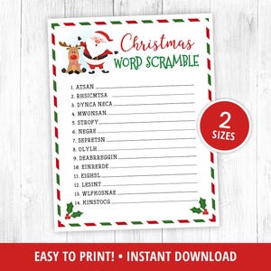 Printable Christmas Word Scramble Game, Christmas Printable Games, Fun Christmas Game, Holiday Games, Christmas Party Games, Kids, DIGITAL