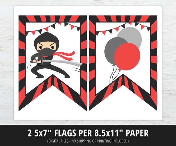 Ninja Geburtstag Dekoration Set – Inkl. Banner, Tischdecke, Geschirr, Luftballons Für 20 Personen