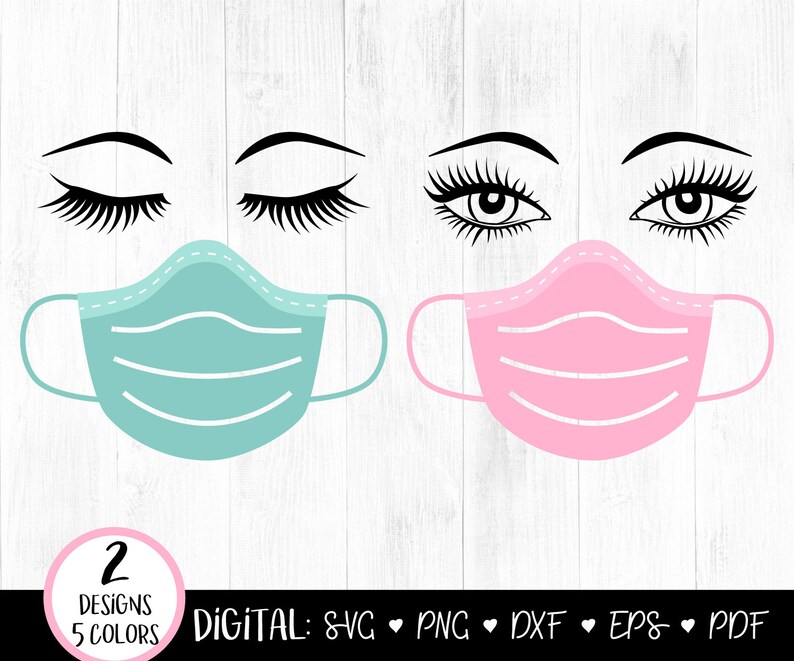 Download Face Mask SVG Clipart Eyelashes with facemask Svg Woman | Etsy