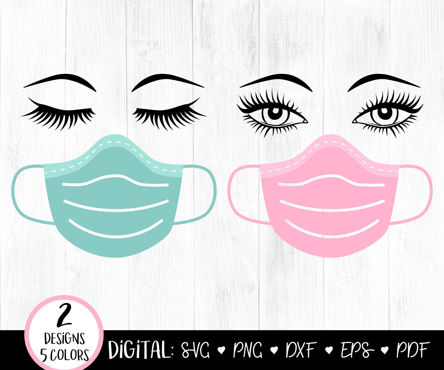 Download Face Mask Svg Clipart Eyelashes With Facemask Svg Woman Etsy