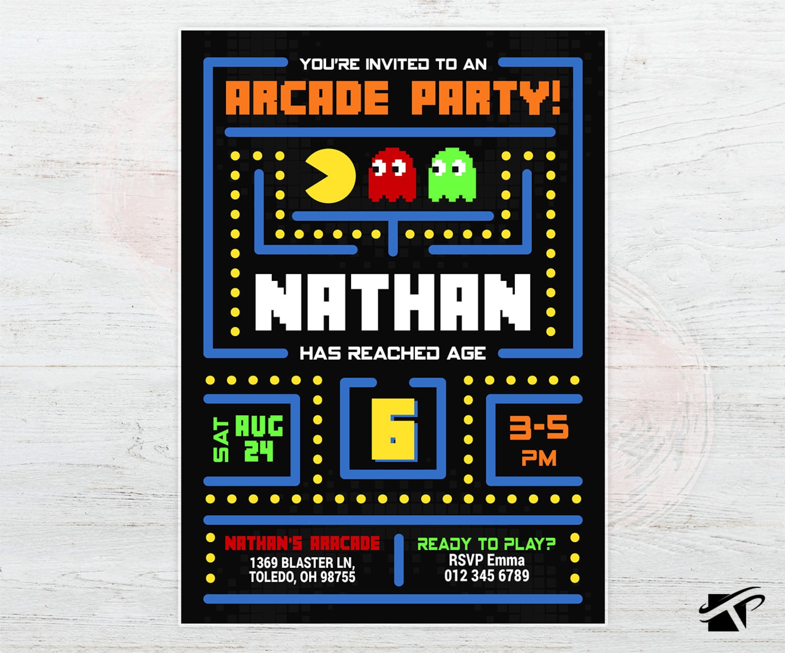 Arcade Birthday Invitation Arcade Party Invite Gamer | Etsy
