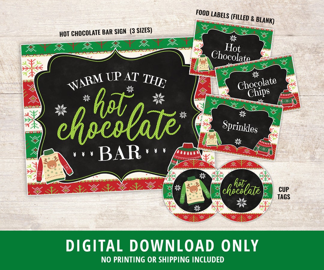 Ugly Sweater Hot Chocolate Bar Kit, Hot Chocolate Bar Decor, Christmas ...
