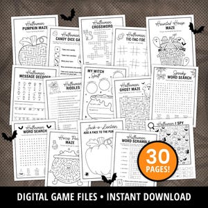 Printable Kids Halloween Activities, Halloween Party Games Kids, Halloween Coloring Pages, Word Search, Mazes, Halloween Bundle, DIGITAL