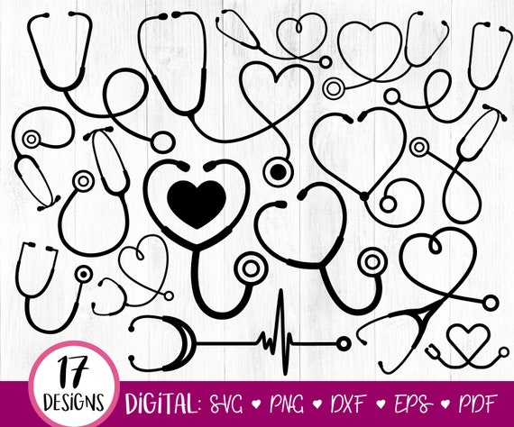 Stethoscope SVG, Stethoscope Clipart, Stethoscope SVG Bundle, Dxf, Png, Vector Cut File, Nurse svg, Files for Cricut, Silhouette, DIGITAL