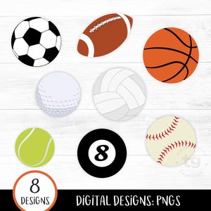 Sport Balls Clipart, Sports Clipart PNG, Various Sport Balls Clip art, Soccer, Football, Basketball, Softball, Golf, Commerical Use, DIGITAL