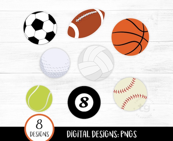 Sport Balls Clipart, Sports Clipart PNG, Various Sport Balls Clip art, Soccer, Football, Basketball, Softball, Golf, Commerical Use, DIGITAL