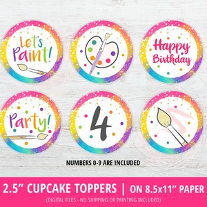 Art Party Decoration Paint Party Signs Art Party Banner Art Paint Package Party Cupcake Toppers Party kit Decor Painting Printable DIGITAL image 4