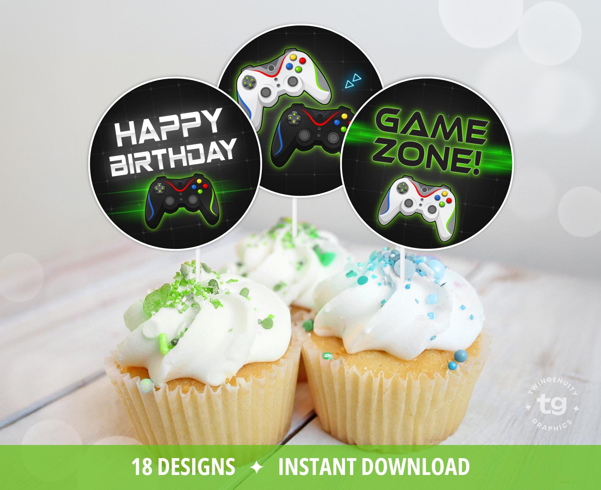 Topper Game Video Game Cupcake Toppers, Video Game Party Cupcake Toppers, Video ...