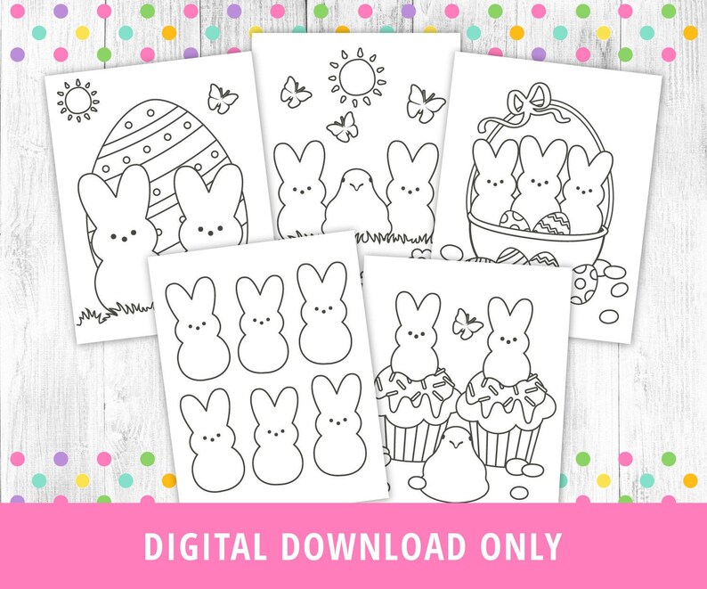 Easter Coloring Pages Printable Peeps Coloring Pages Easter Etsy UK