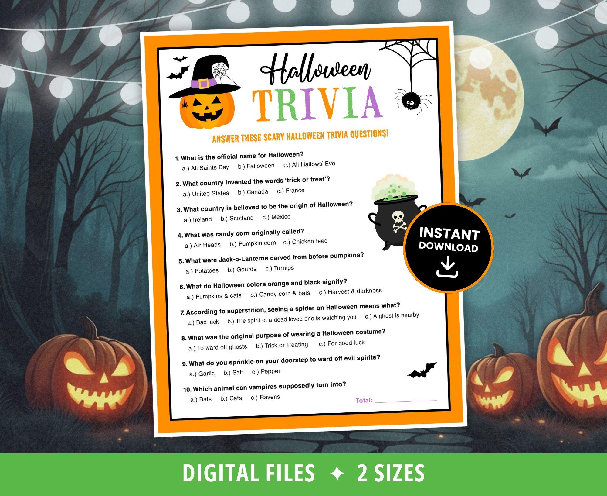 Halloween Trivia Game, Halloween Party Games, Halloween Activity