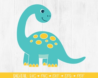 Dinosaur SVG, Boy Dinosaur Blue Svg dxf png pdf eps, Cricut, Silhouette, Brachiosaurus, Baby Dinosaur Clipart, tshirt, vector graphic