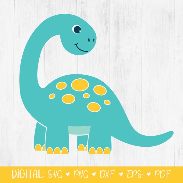 Dinosaur SVG, Boy Dinosaur Blue Svg dxf png pdf eps, Cricut, Silhouette, Brachiosaurus, Baby Dinosaur Clipart, tshirt, vector graphic